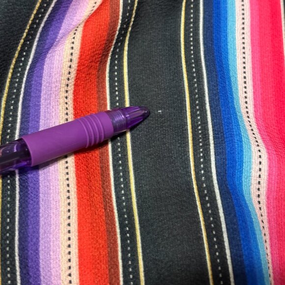 Merigold Kiss Multicolor Stripe Top Women’s Large Short Sleeve Boho Peasant - Picture 6 of 8